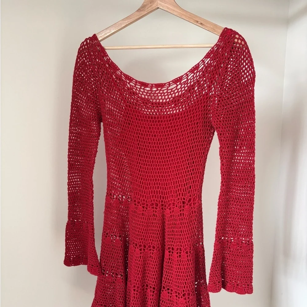 Free People Red Crochet Dress size small